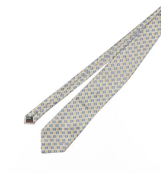 Versace Men's Blue Geometric Silk Tie Handmade