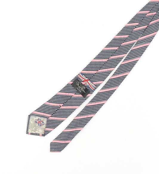 Paul Smith Men's Black & Pink Houndstooth Tie