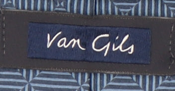 Van Gils Men's Blue Geometric Silk Slim Tie