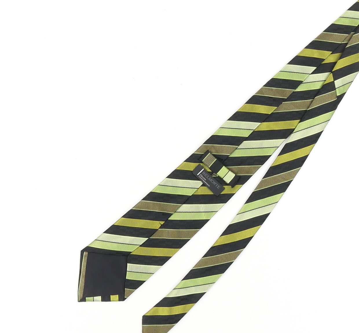 Belmonte Men's Green Striped Silk Tie