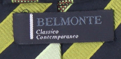 Belmonte Men's Green Striped Silk Tie