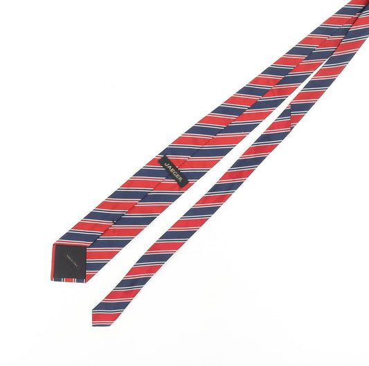 Jaeger Men's Red and Blue Striped Silk Tie