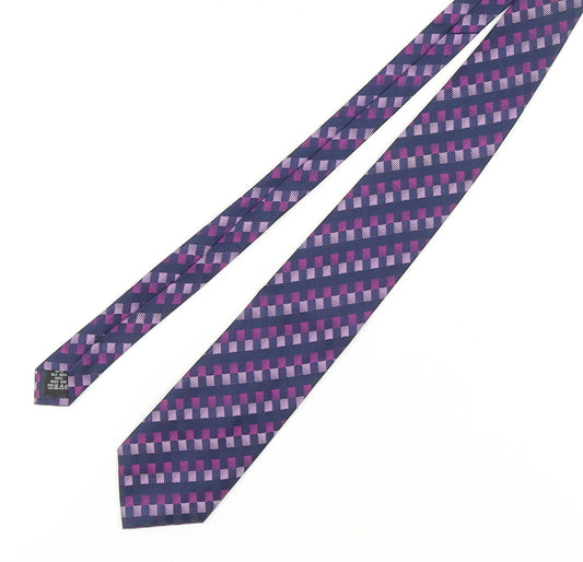 TieRack Men's Purple Blue Plaid Silk Tie
