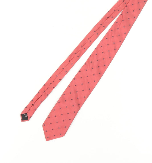 Jaeger Men's Pink Silk Tie Geometric Pattern