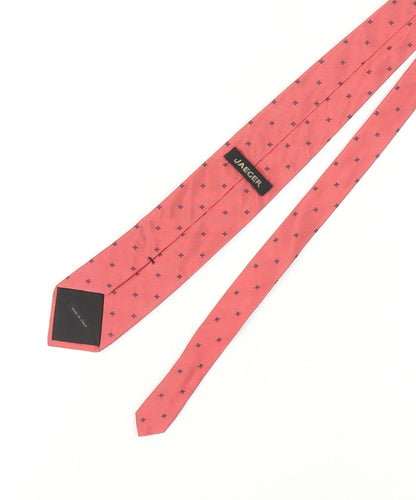 Jaeger Men's Pink Silk Tie Geometric Pattern