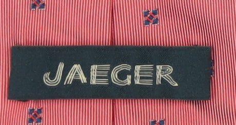 Jaeger Men's Pink Silk Tie Geometric Pattern