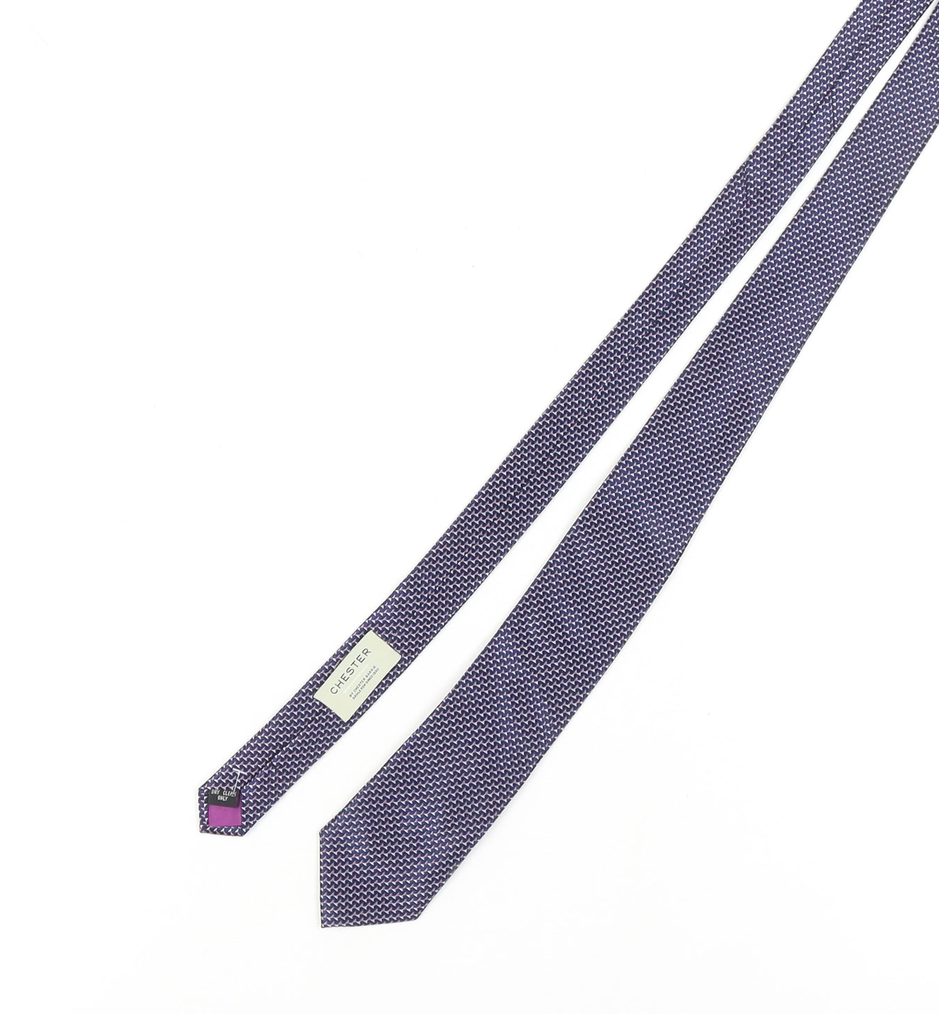 Mens Chester Purple Geometric 100% Silk Slim Tie