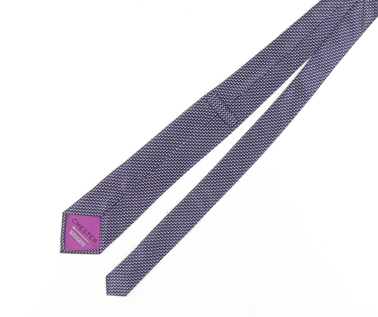 Mens Chester Purple Geometric 100% Silk Slim Tie
