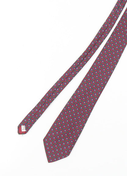 Mens Dunn & Co Red Geometric 100% Silk Pointed Tie