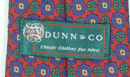 Mens Dunn & Co Red Geometric 100% Silk Pointed Tie
