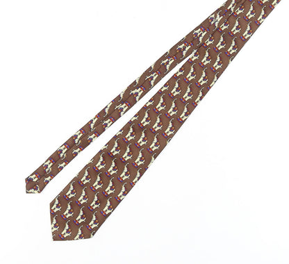 René Chagal Men's Brown Silk Animal Print Tie
