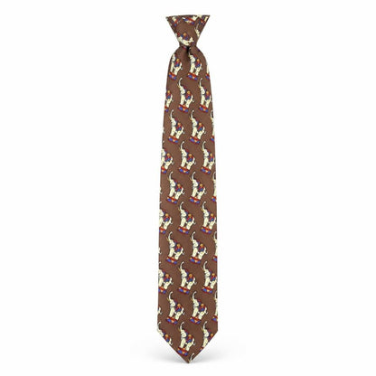 Mens René Chagal Brown Animal Print 100% Silk  Tie