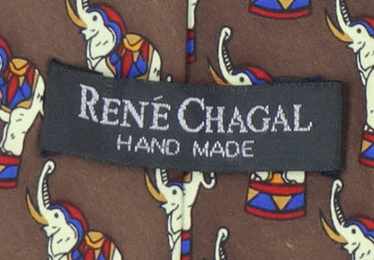 René Chagal Men's Brown Silk Animal Print Tie