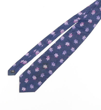 Mens Daniel Hechter Blue Floral 100% Silk Designer Tie