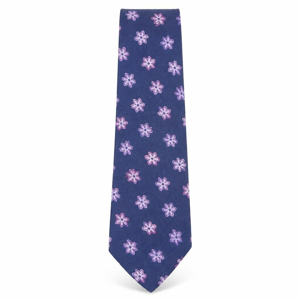 Mens Daniel Hechter Blue Floral 100% Silk Designer Tie