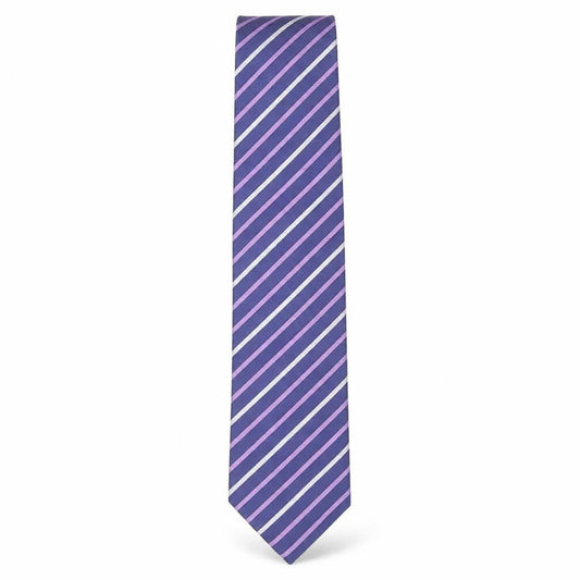 Mens T.M.Lewin Purple Striped 100% Silk  Tie