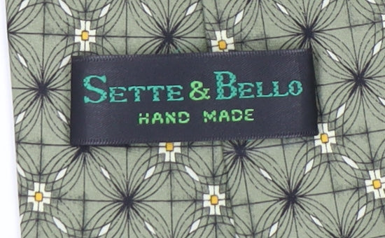 Sette & Bello Men’s Green Silk Geometric Tie