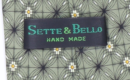 Sette & Bello Men’s Green Silk Geometric Tie