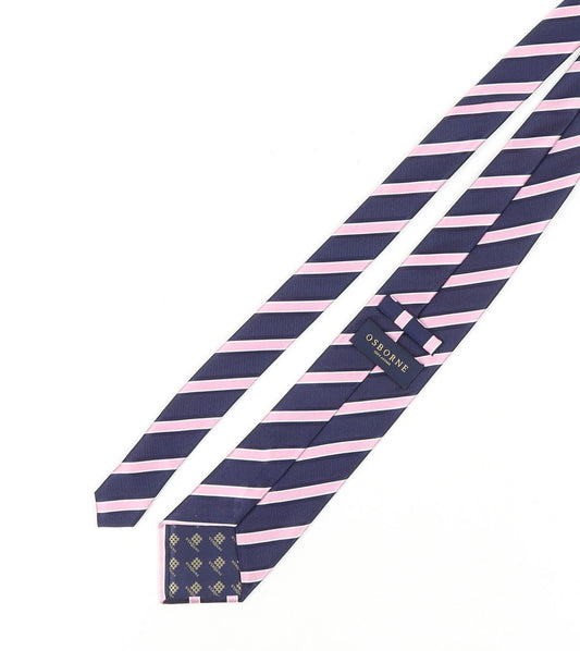 Osborne Men's Blue Pink Striped Silk Tie