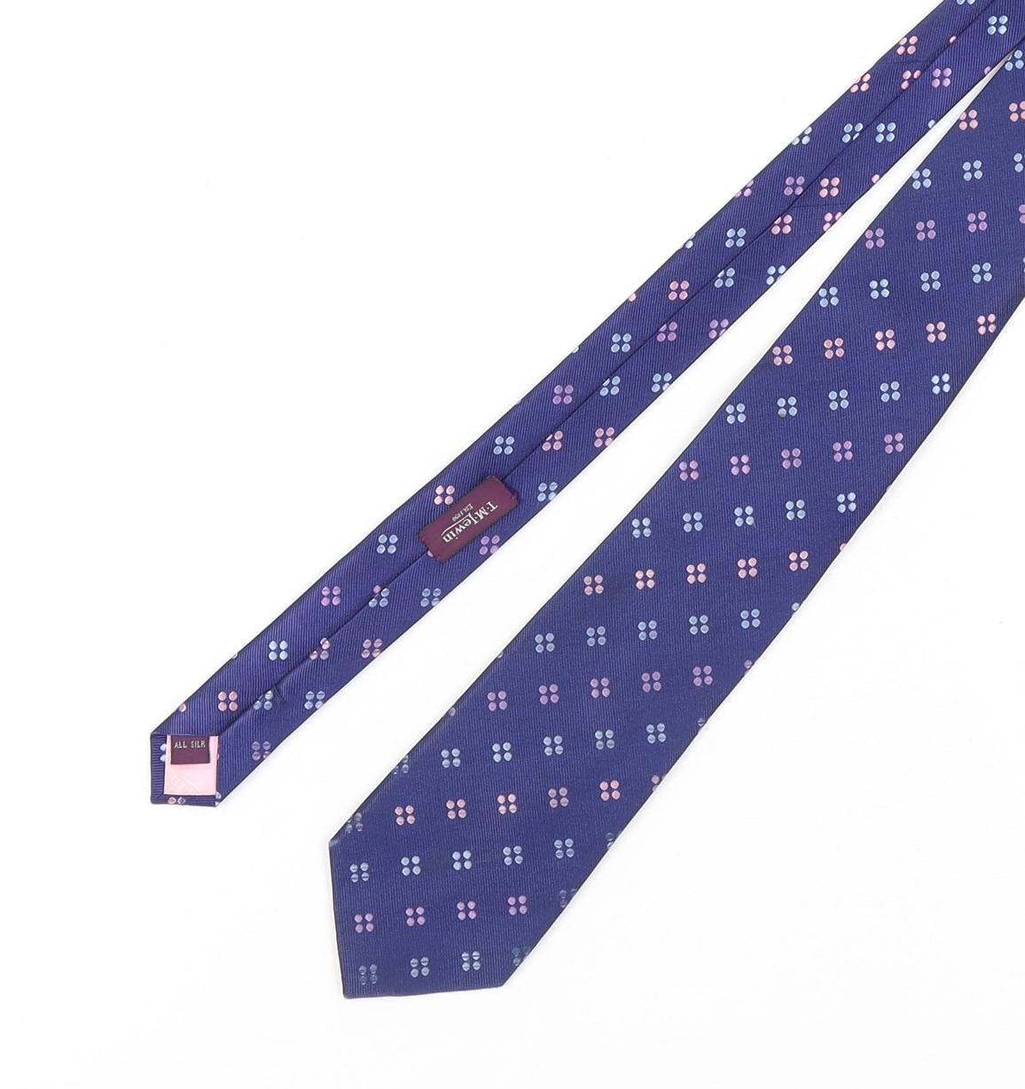 T.M. Lewin Men's Blue Silk Geometric Pattern Tie, One Size