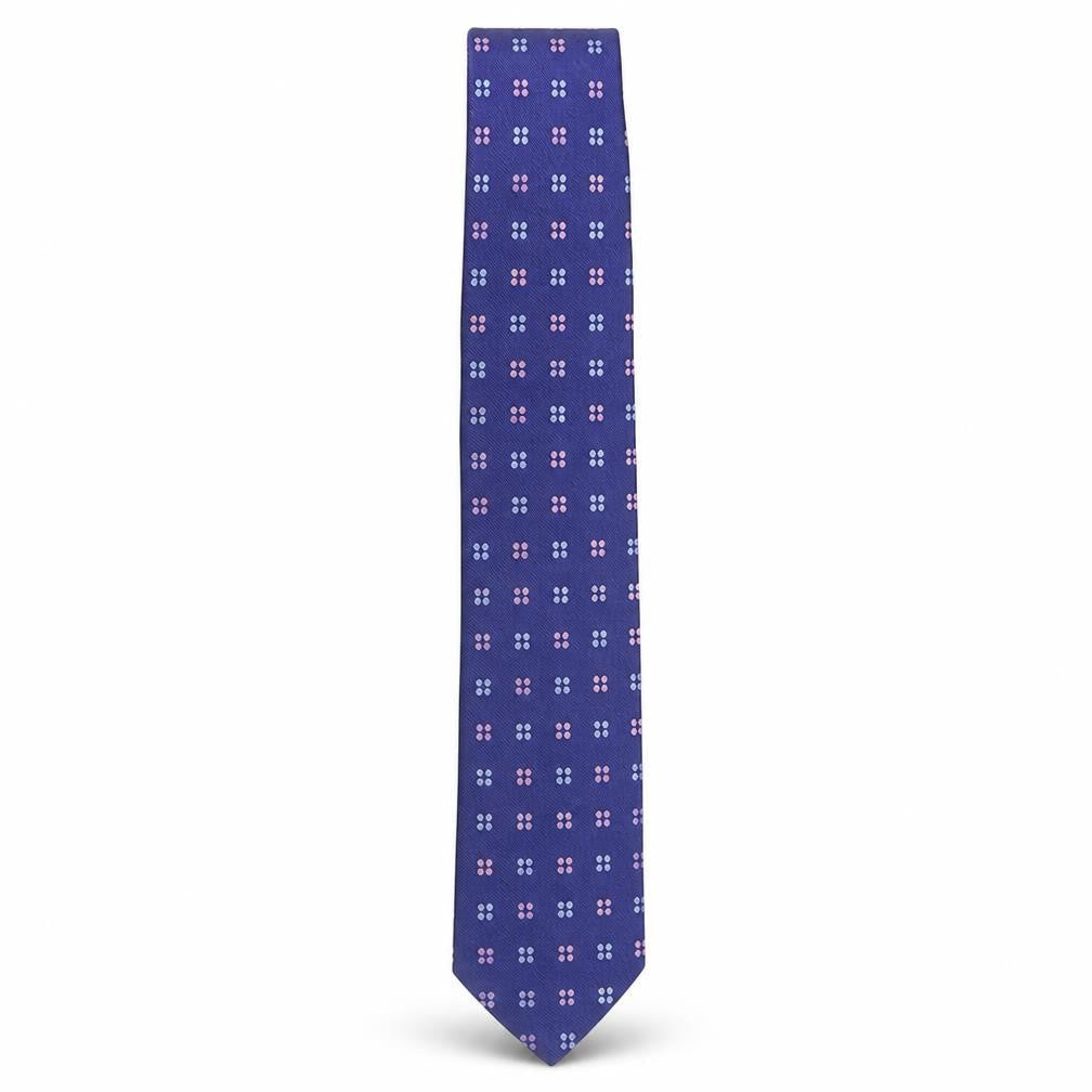 Mens T.M. Lewin Blue Geometric 100% Silk  Tie