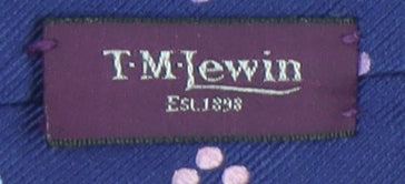 T.M. Lewin Men's Blue Silk Geometric Pattern Tie, One Size