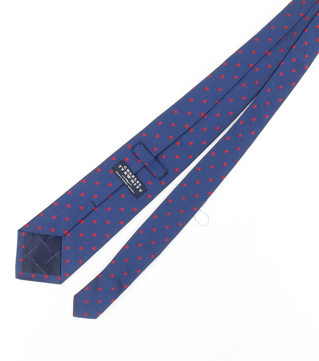 Mens Charles Tyrwhitt Blue Polka Dot 100% Silk  Tie