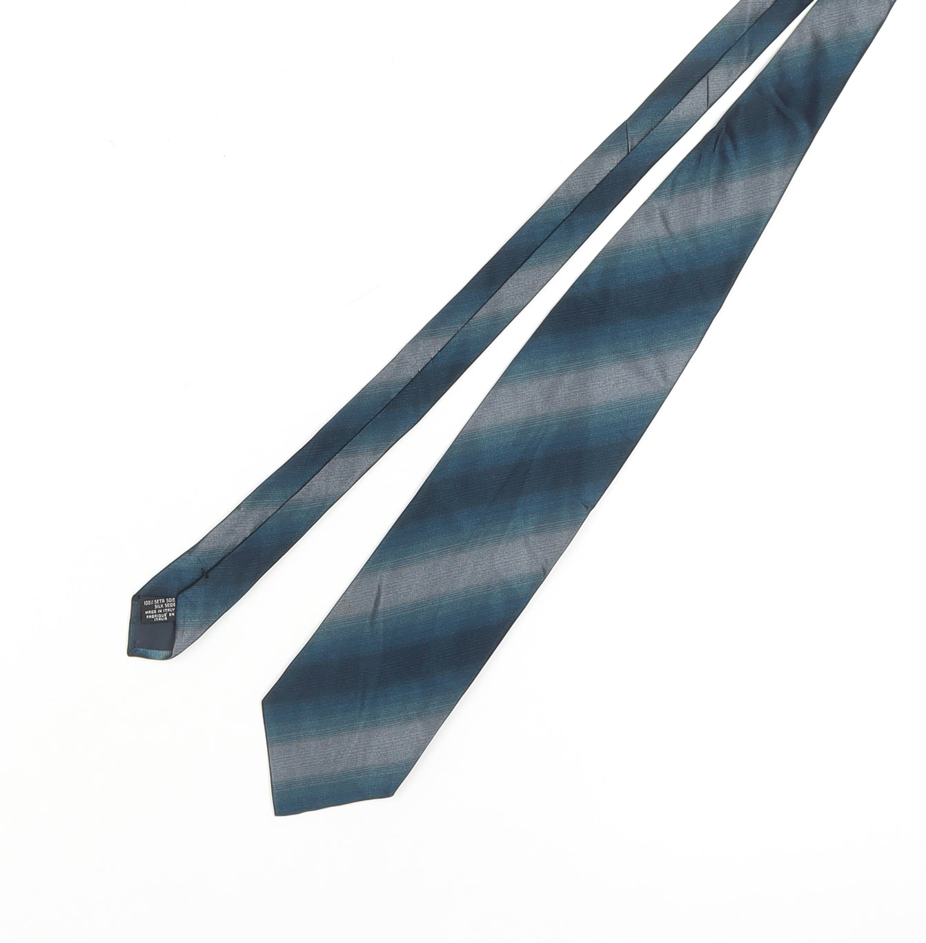 Mens Emporio Armani Blue Striped 100% Silk Designer Tie