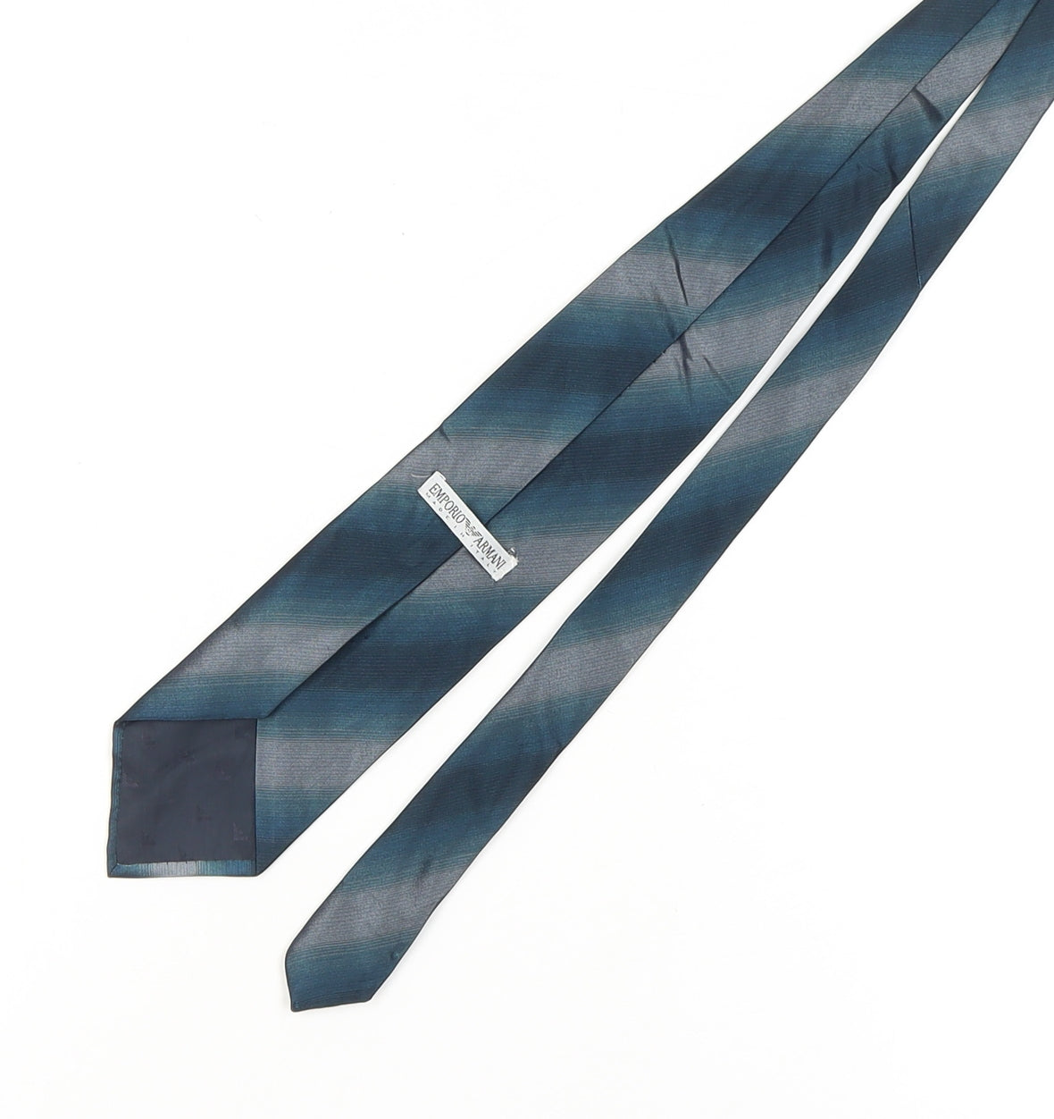 Mens Emporio Armani Blue Striped 100% Silk Designer Tie
