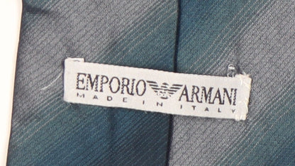 Mens Emporio Armani Blue Striped 100% Silk Designer Tie
