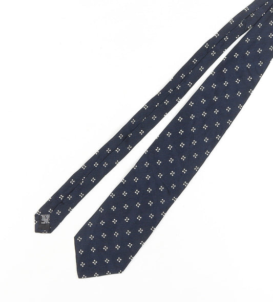 Hugo Boss Men's Blue Silk Tie Geometric Pattern