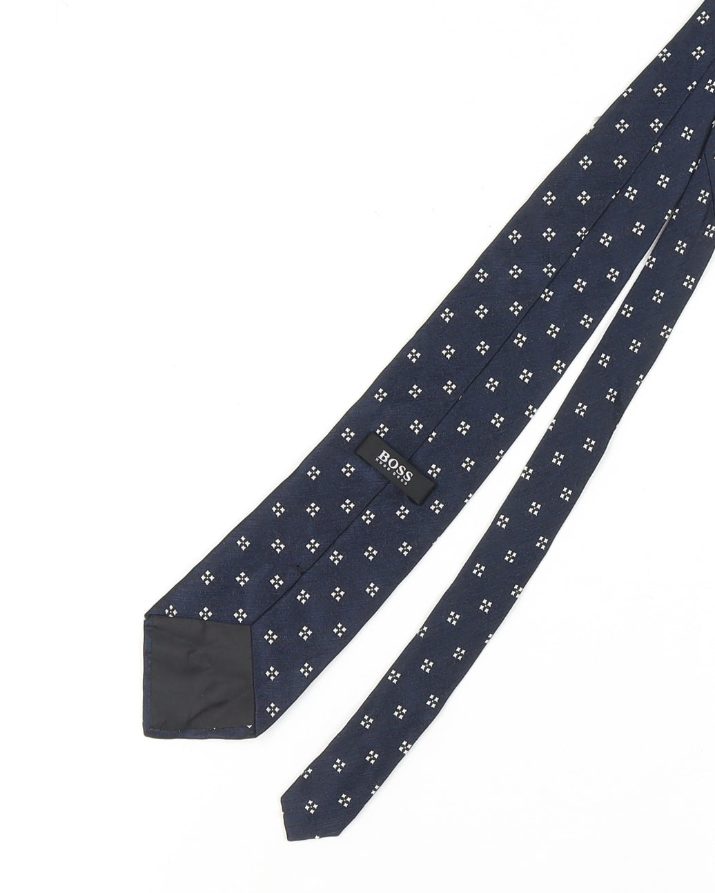 Hugo Boss Men's Blue Silk Tie Geometric Pattern