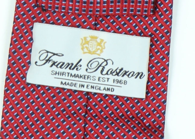 Mens Frank Rostron Red Geometric 100% Silk  Tie