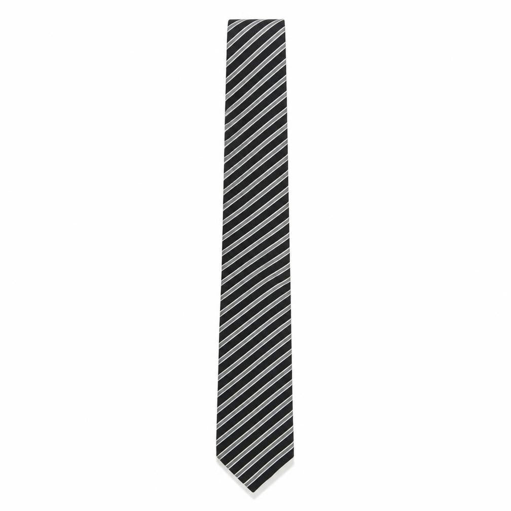Mens Frank Rostron Black Striped 100% Silk  Tie