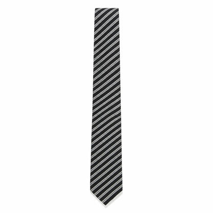 Mens Frank Rostron Black Striped 100% Silk  Tie