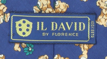 IL David Silk Blue Teddy Bear Men's Tie