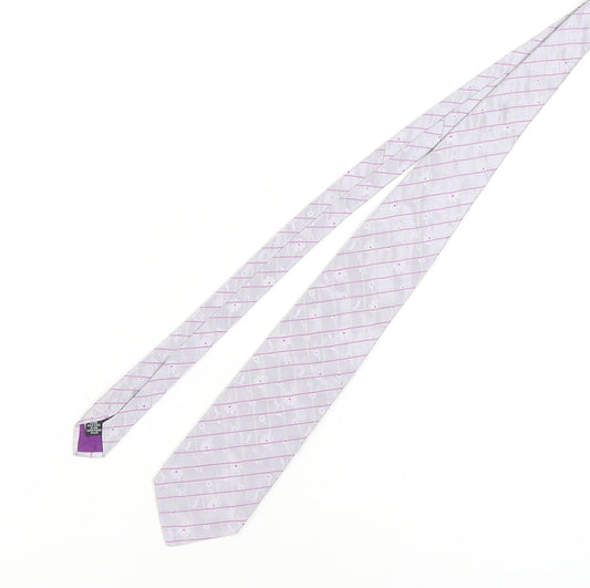 Balmain Men's Silver Silk Embroidered Designer Tie