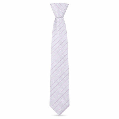 Mens Balmain Silver Striped 100% Silk Designer Tie
