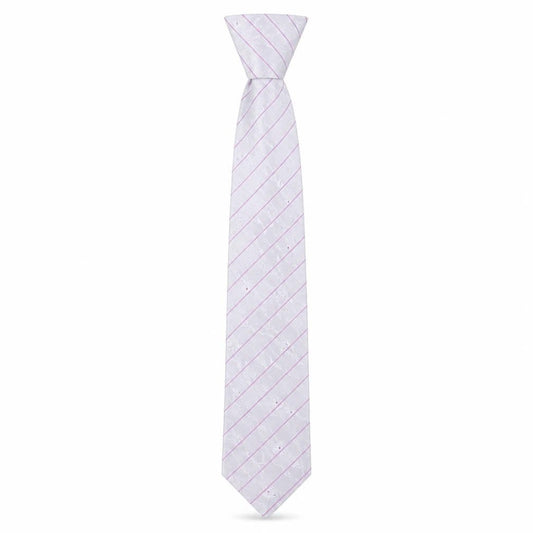 Mens Balmain Silver Striped 100% Silk Designer Tie