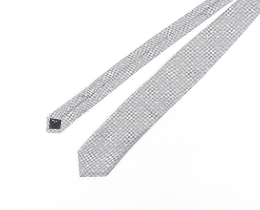 Jaeger Men's Grey Designer Silk Polka Dot Tie