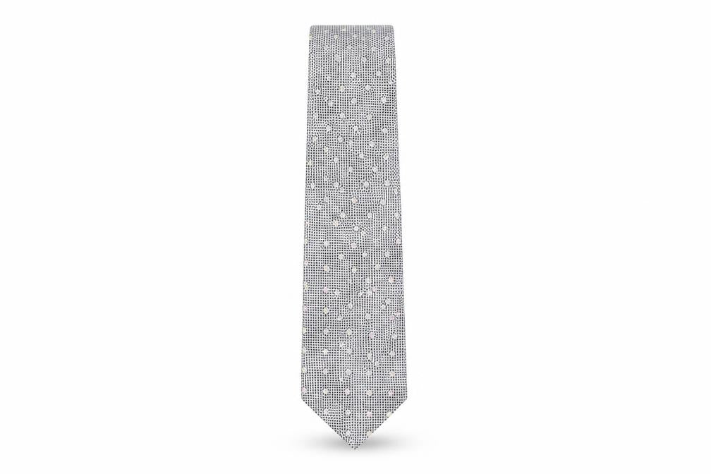 Mens Jaeger Grey Polka Dot 100% Silk Designer Tie