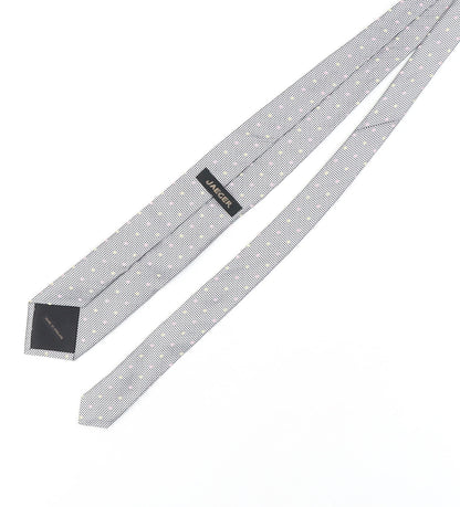 Jaeger Men's Grey Designer Silk Polka Dot Tie