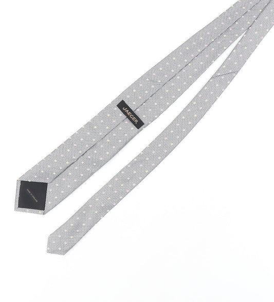 Jaeger Men's Grey Designer Silk Polka Dot Tie