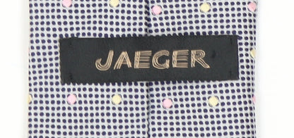 Jaeger Men's Grey Designer Silk Polka Dot Tie