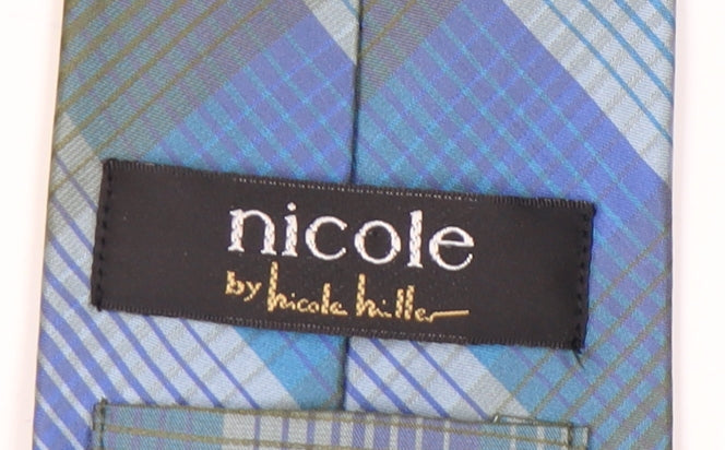 Nicole Miller Men's Blue Silk Plaid Tie