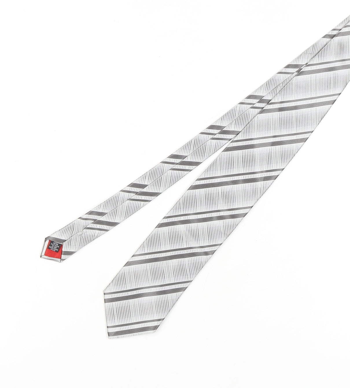 Balmain Men's Grey Silk Designer Tie, Geometric Pattern