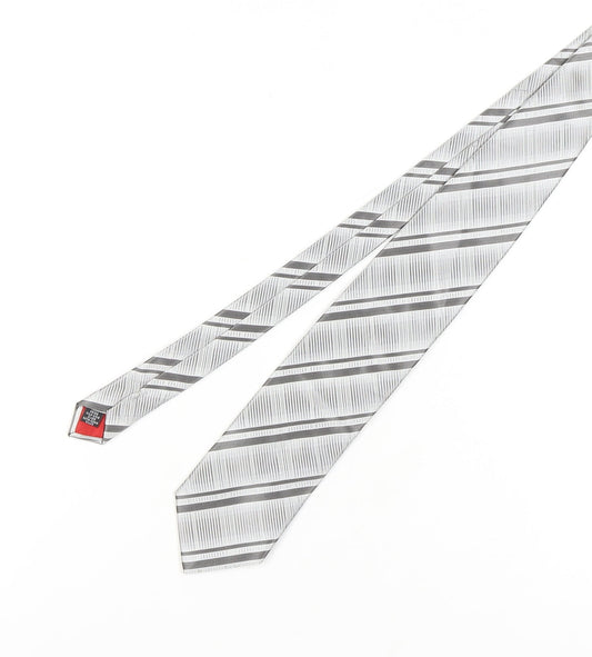 Balmain Men's Grey Silk Designer Tie, Geometric Pattern