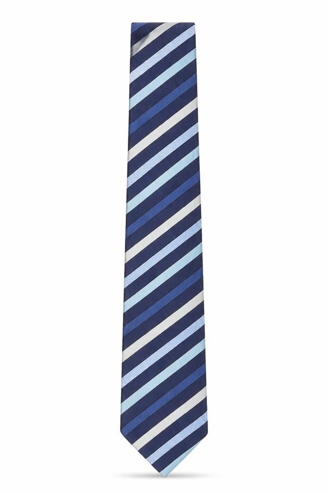 Mens Giorgio Armani Blue Striped 100% Silk  Tie