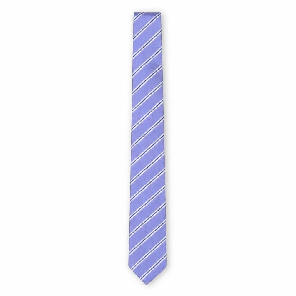 Mens Frank Rostron Purple Striped 100 Designer Tie