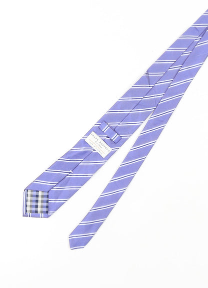 Mens Frank Rostron Purple Striped 100 Designer Tie